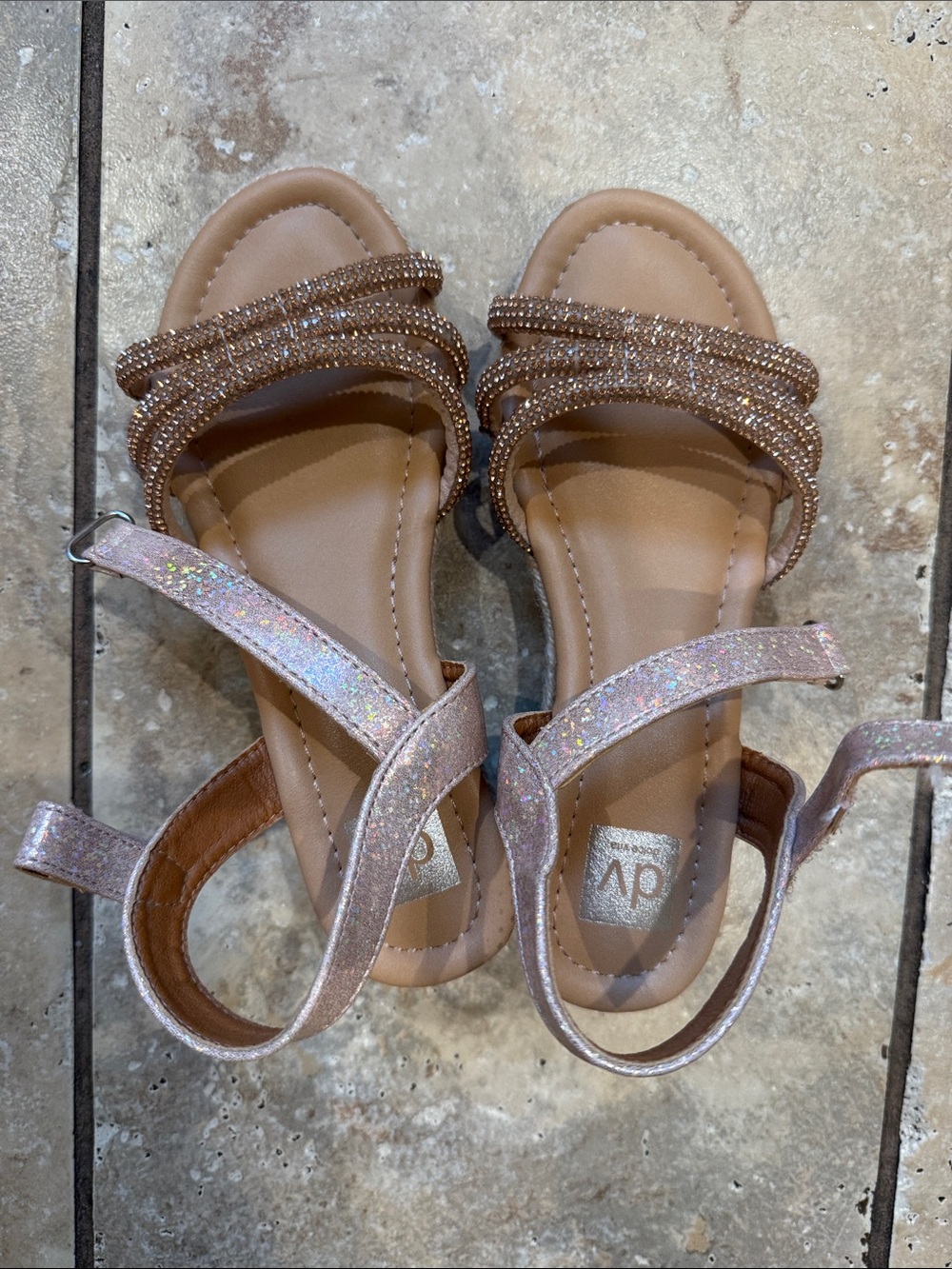 Dolce Vita Glittery Rose Gold Girls' Sandals